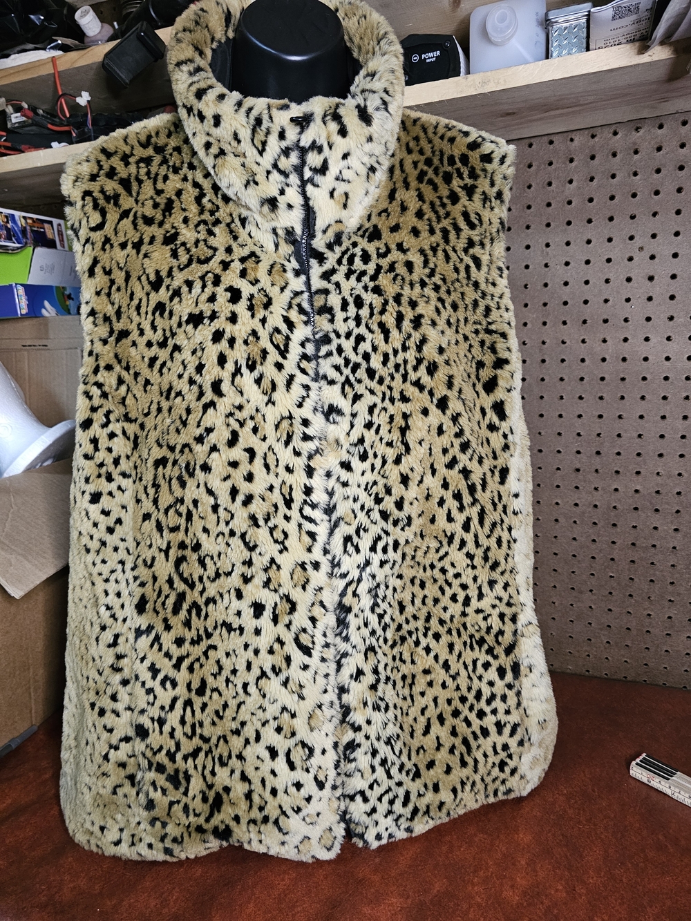 Kristen Blake Womens Faux Fur Vest Brown/Black Animal Print XLG
